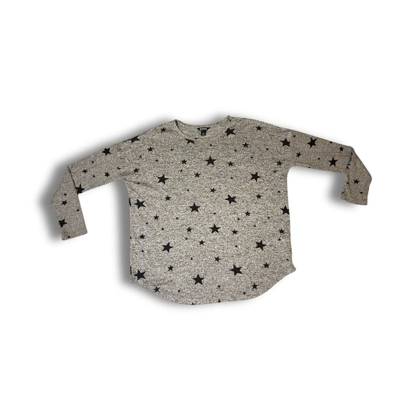Buffalo David Bitton Gray Star Print Sweater Medium Made In Jordan Soft Knit Wom - Picture 2 of 4